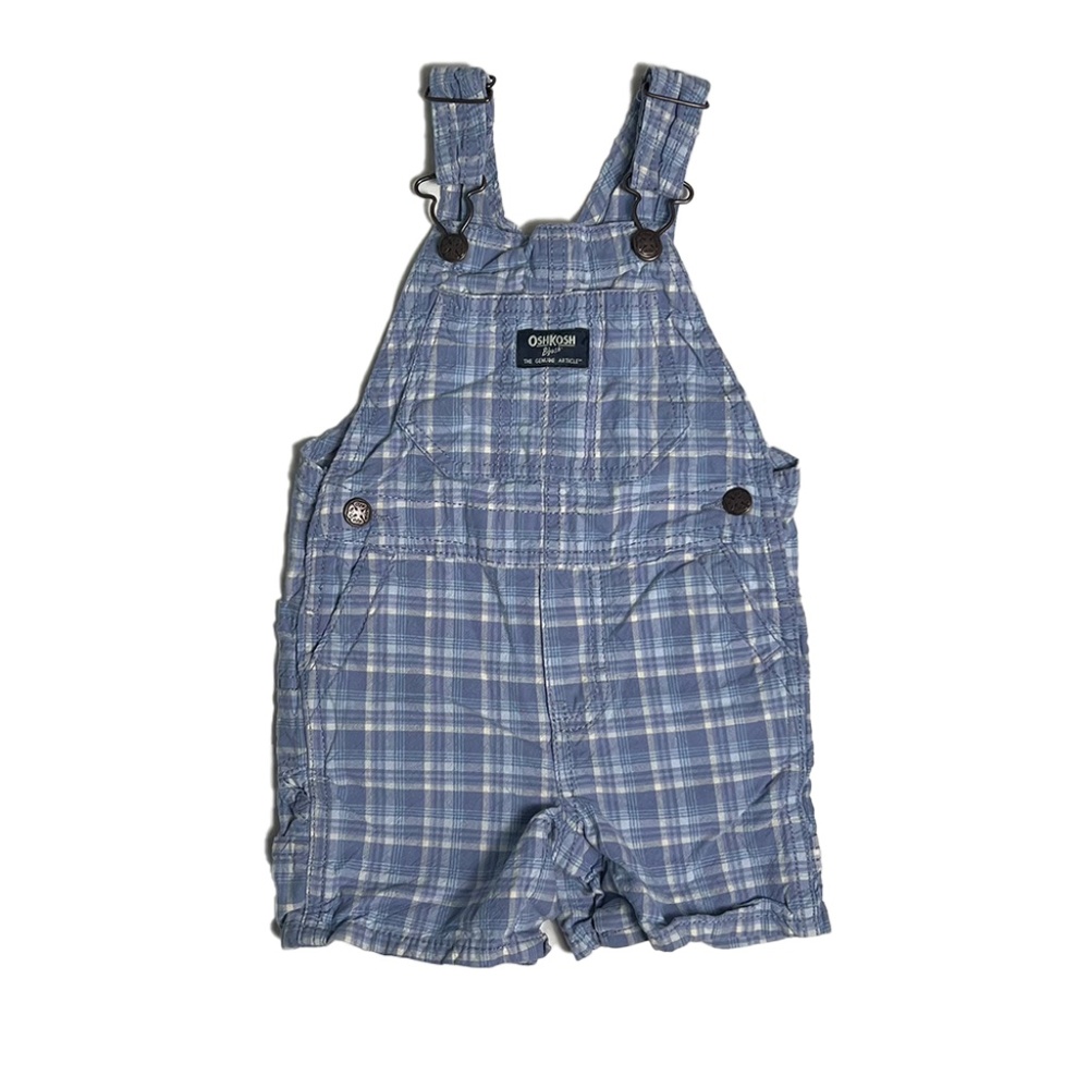 OshKosh B'gosh | 18M Blue Plaid Overalls | Shortalls